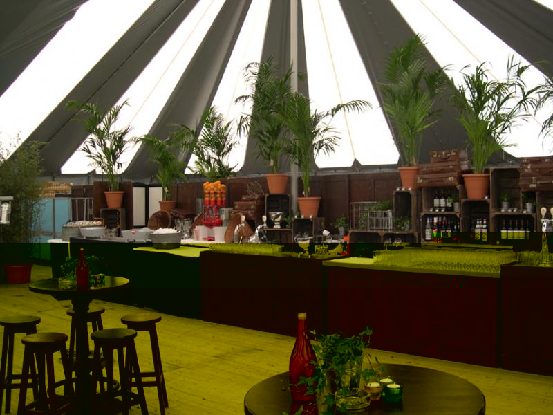 Bar aankleding met palmen